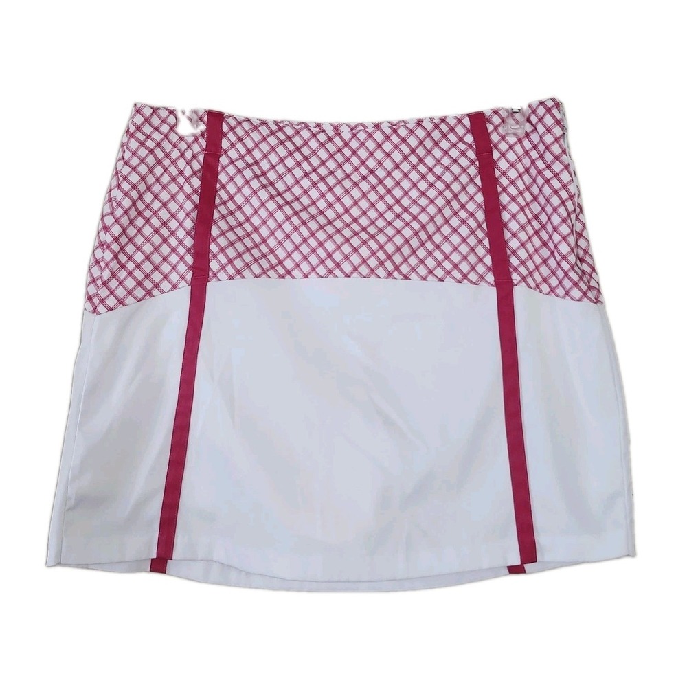 NWOT Lady Hagen Womens Sz 14 Golf Skort Pink White Latice Pattern Preppy